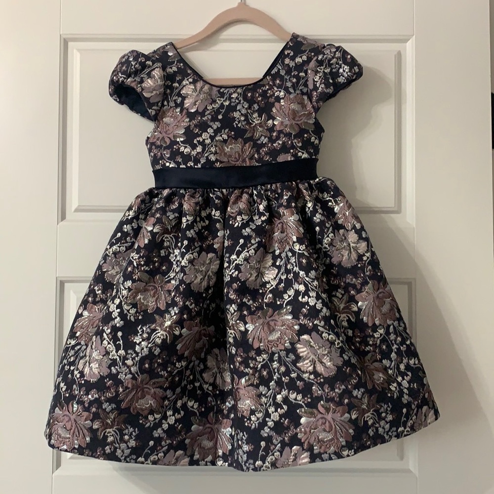 Bonnie Jean 4t navy pink silver dress